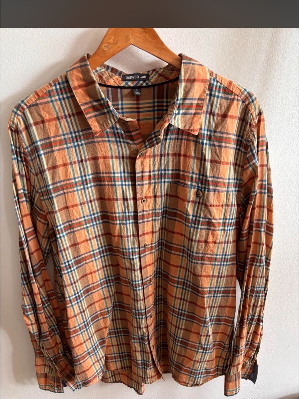 Toad&Co Orange Plaid Men's Button-Up Shirt
